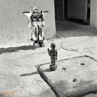 Fine art photo print Recommended for Religion and Spirituality Buddha and Gundam conversation