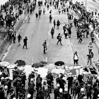 Barricades on Wai Yip Street.