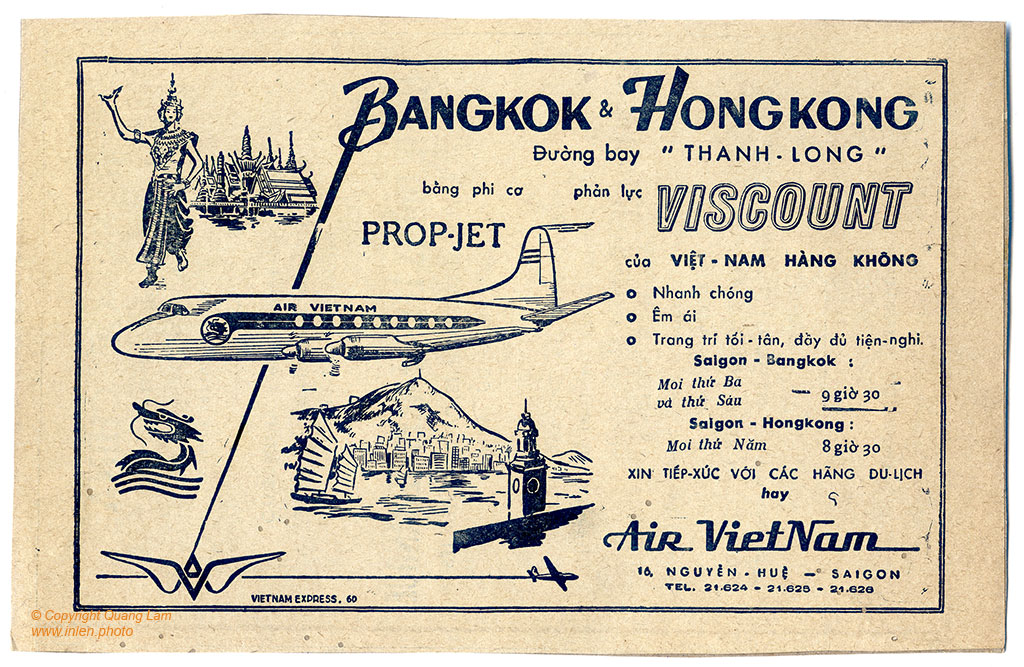 Air Vietnam / Hong Kong-Bangkok flight on Viscount aircraft