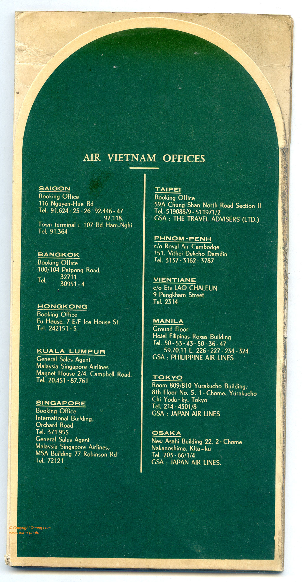 Air Vietnam,Office address in Asia
